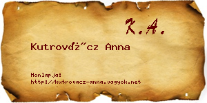 Kutrovácz Anna névjegykártya